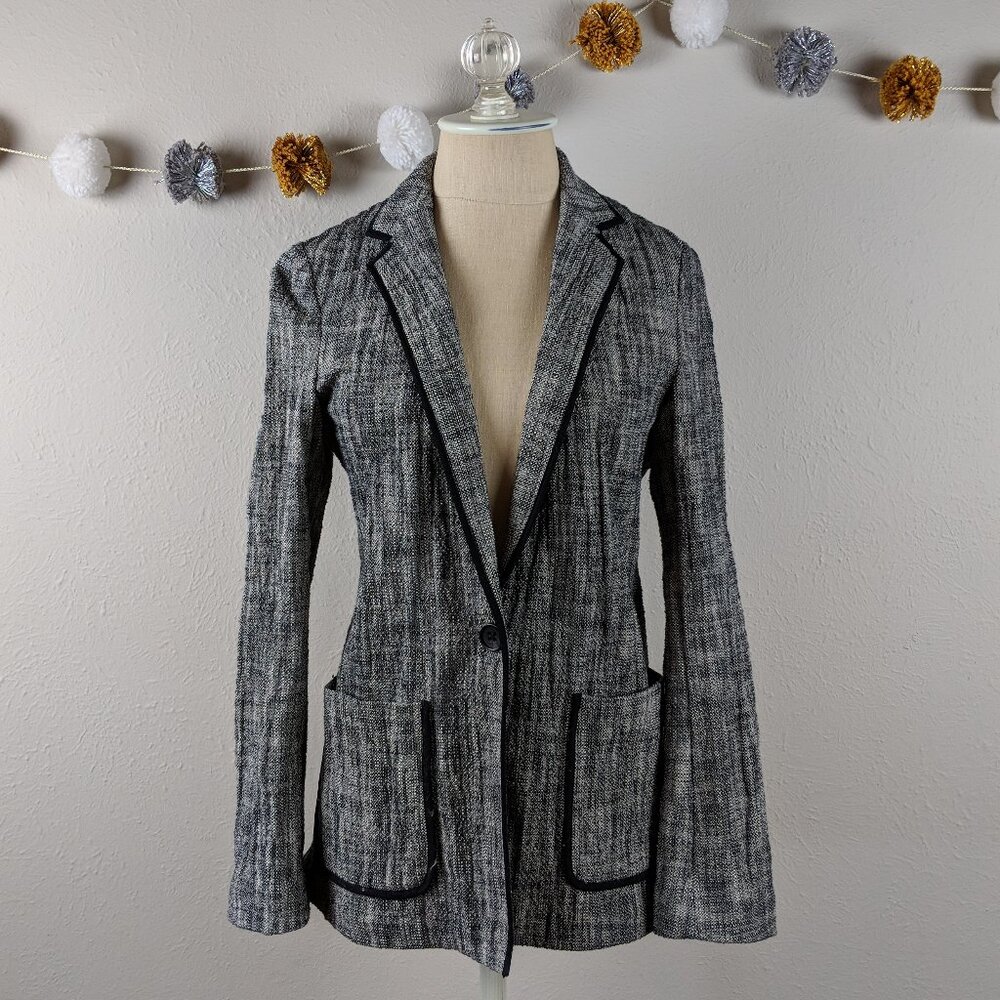 Cartonnier Black & White Lightweight Cotton Blazer - Size 6